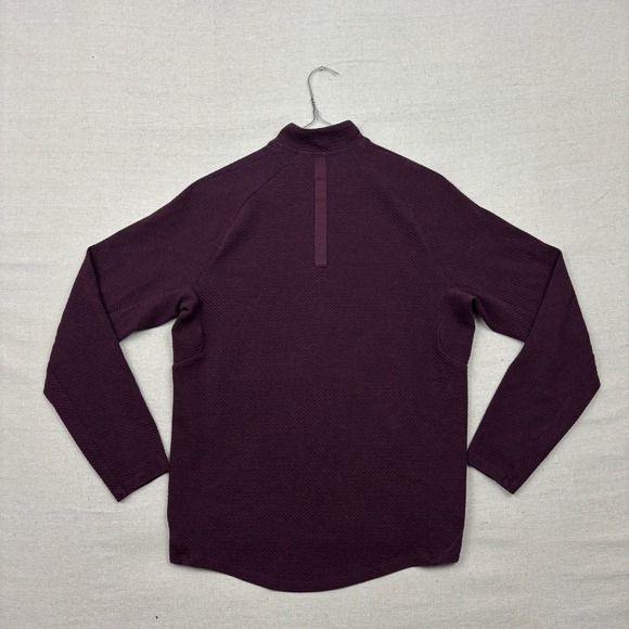 Lululemon At Ease Mens Pullover Quarter Zip Textured Burgundy Athletic Fit - Picture 2 of 5